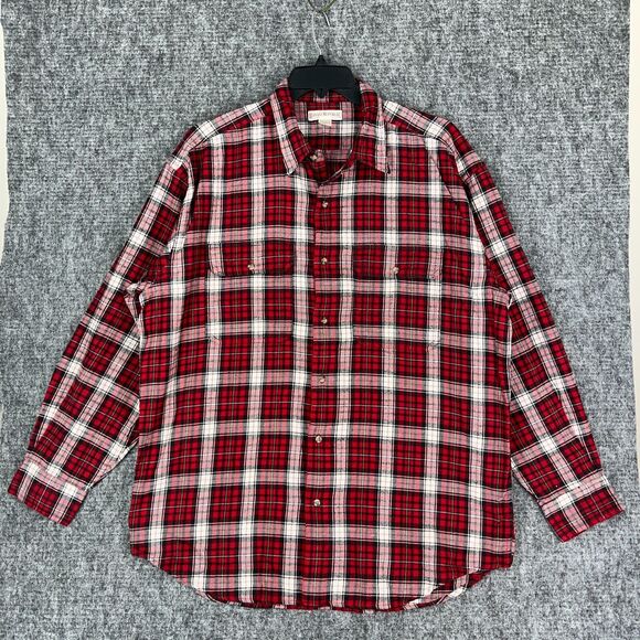 Banana Republic Shirt Mens XL Flannel Button-Down Long-Sleeve Heavyweight Red - Picture 1 of 11